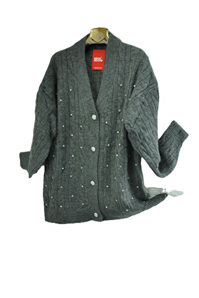 elma abone Plus Size Women's Stone-Embellished Cardigan