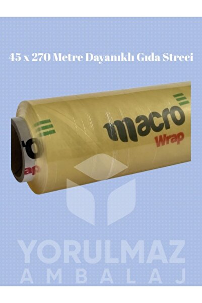 yorulmaz ambalaj فيلم تغليف الطعام 45×270 – مناسب للاستخدام مع الطعام، مرن وم...