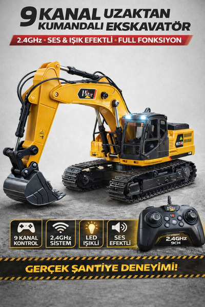 YILDIRIM OYUNCAK Uzaktan Kumandalı 45 CM 2.4 GHz 9 Kanallı RC Kepçe | 360° Dö...