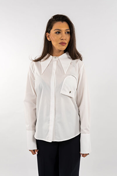 Gorgeaux White Shirt with Detail and Pointed Collar - M(38)