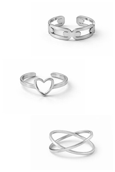 Sortie Aksesuar خاتم قابل للتعديل من الفولاذ المقاوم للصدأ مع شكل قلب وصليب