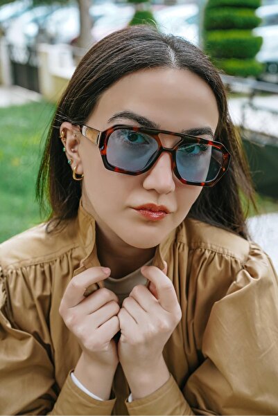 Stil Noktası Vhl Leopard Frame Blue Glass Sunglasses