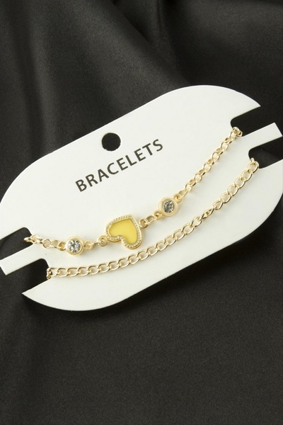 ZERO LAND سوار سلسلة على شكل قلب من STOROZAL (قطعتان) (00734) - أصفر