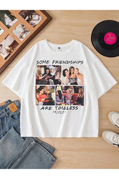 Vordevia Μπλουζάκι Friends με στάμπα, λευκό, oversize, unisex, βασικό, άνετο,...
