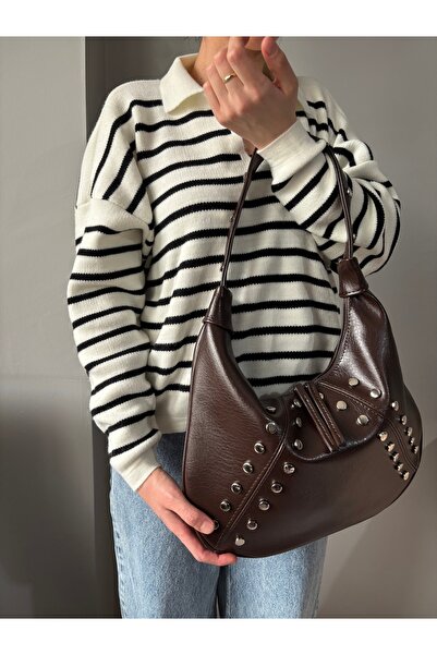 lalettobags Kadın İnci Model Zımba Detaylı Omuz Çantası