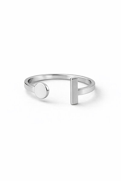 Sortie Aksesuar Stainless Steel Adjustable Ring with Circle and Bar Stick Figure