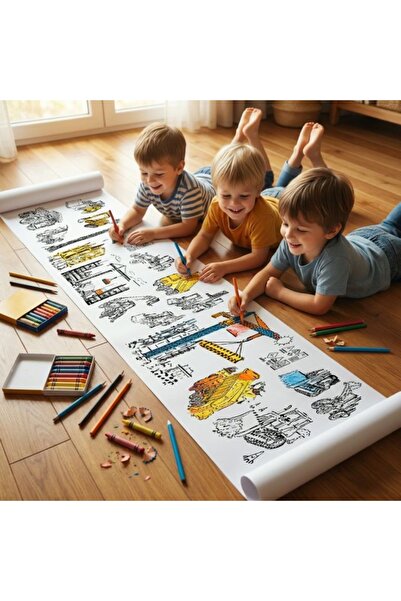 Erzi كتاب تلوين رولر بوكس للآلات الإنشائية والبناء بطول 4 أمتار وعرض 45 سم