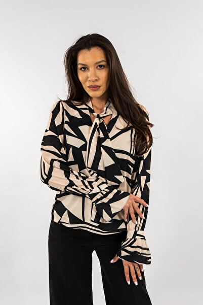 Gorgeaux Bluză crem cu detalii Raluca și cravată - XXL(44)