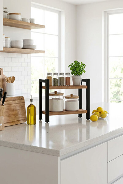 YüceerHome Metal Mutfak Tezgah Üstü Organizer 2 Yüksek Raflı