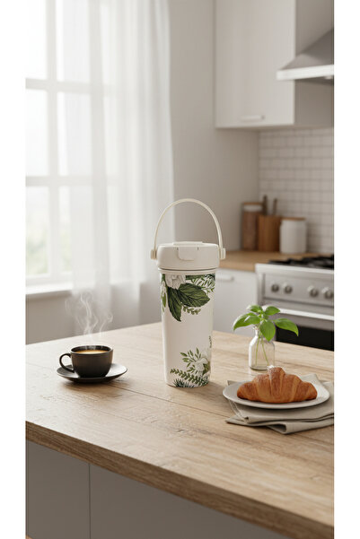 Generic A portable Thermal water bottle mug with a stylish botanical design, ...
