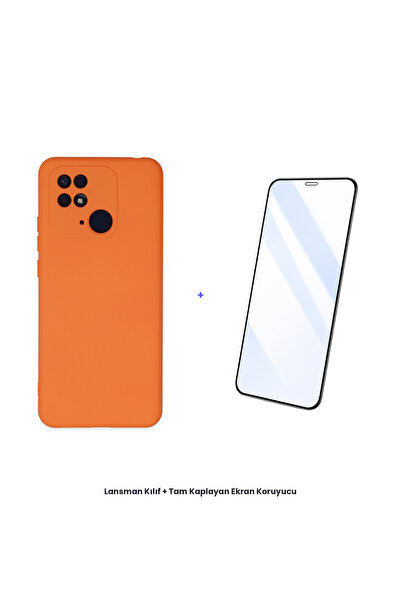 cepmoda حافظة Redmi 10C + مجموعة واقي شاشة مضاد للكهرباء الساكنة - برتقالي