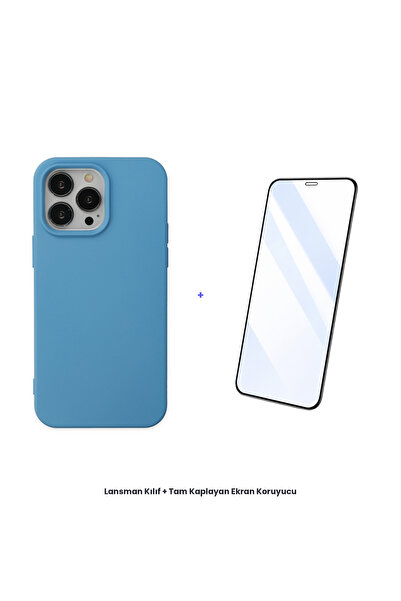 cepmoda حافظة آيفون 14 برو + مجموعة واقي شاشة مضاد للكهرباء الساكنة - أزرق