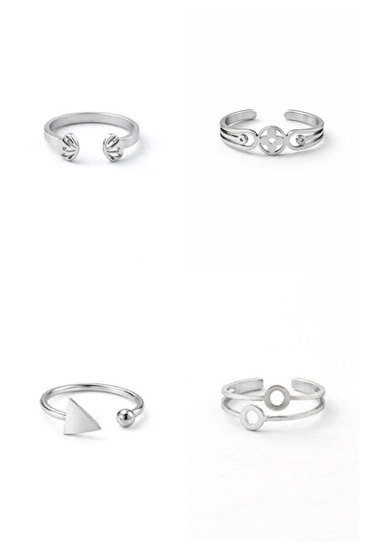 Sortie Aksesuar Flower Arrow Triangle Butterfly Figured Stainless Steel Adjus...