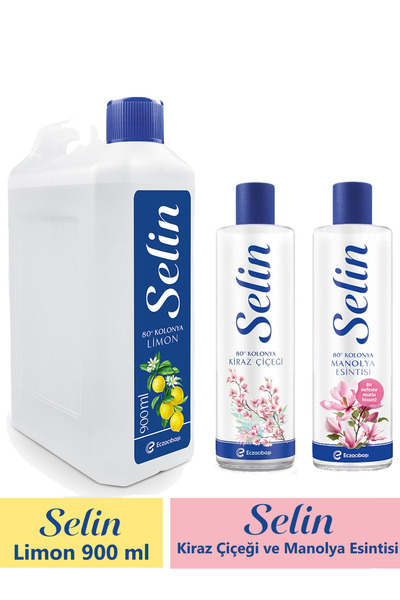 Selin Limon Kolonyası 900 ml + Kiraz Çiçeği ve Manolya Esintisi Pet 400 ml