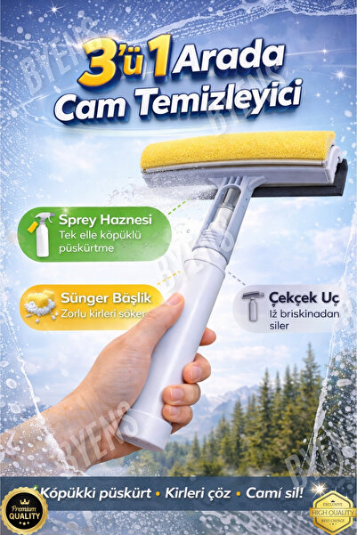 BYENS Oto Yıkama Kurulama Fırçası Araba Süngeri Çekçek Araç Cam Ve Kaporta Su Temizlik Sileceği Çekme