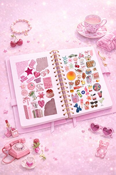 LABELOVE Star Girl 100+ Parça Sticker Set – Coquette & Pink Aesthetic Planner Sticker