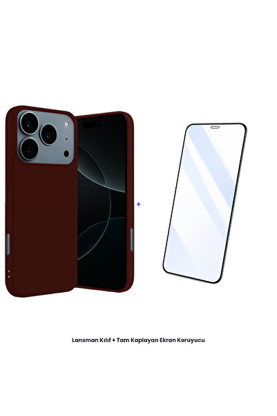 cepmoda حافظة آيفون 17 برو + مجموعة واقي شاشة مضاد للكهرباء الساكنة - أحمر داكن