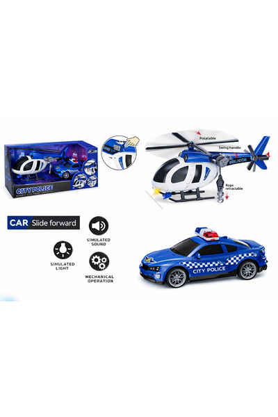 Police City Police 2-in-1 Playset - Rescue Helicopter with Tow Hook and Fast ...
