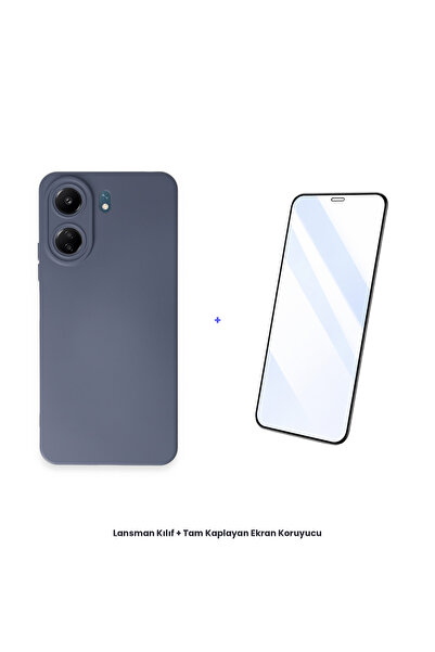 cepmoda حافظة Redmi 13C + مجموعة واقي شاشة مضاد للكهرباء الساكنة - رمادي