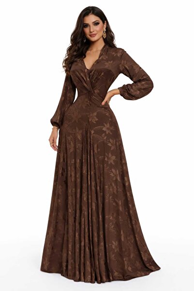 saher-alshrek فستان تول اصلي منقوش