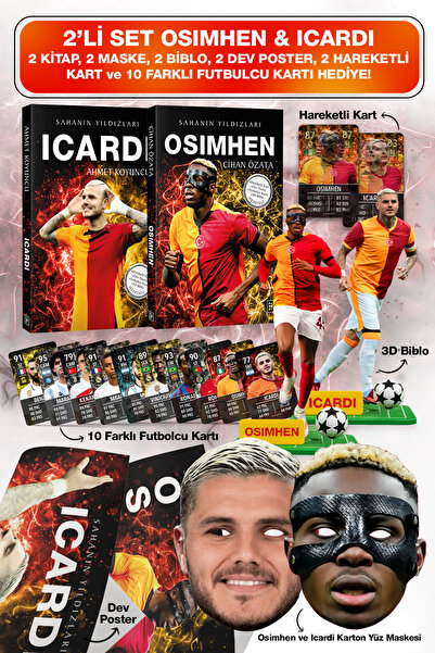 Parodi Yayınları Osimhen, Icardi 2li Set Futbolcu Kitabı - 3D Biblo, 12li Kar...