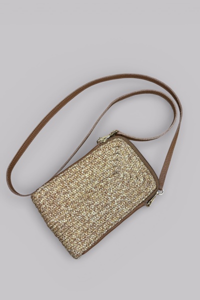 MaVaux Vux Wicker Phone Holder Bag – Genuine Leather Detailed Crossbody Bag, ...