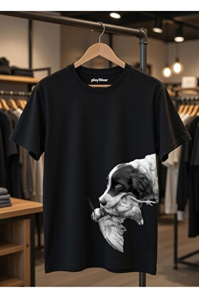 playwear Μπλουζάκι Hunter με στάμπα σκύλου στο στόμα και λεπτομέρεια στο πλάι...
