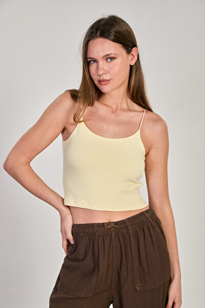 BARRELS AND OIL Women's Rope Strap Crop Tank Top - Yellow
