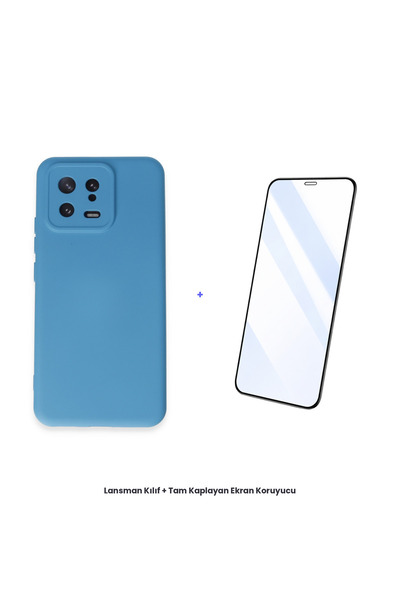 cepmoda حافظة مي 13 + مجموعة واقي شاشة مضاد للكهرباء الساكنة - أزرق