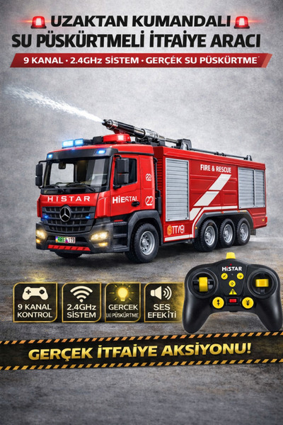 YILDIRIM OYUNCAK Uzaktan Kumandalı 45 CM 2.4 GHz 9 Kanallı İtfaiye Arabası | ...