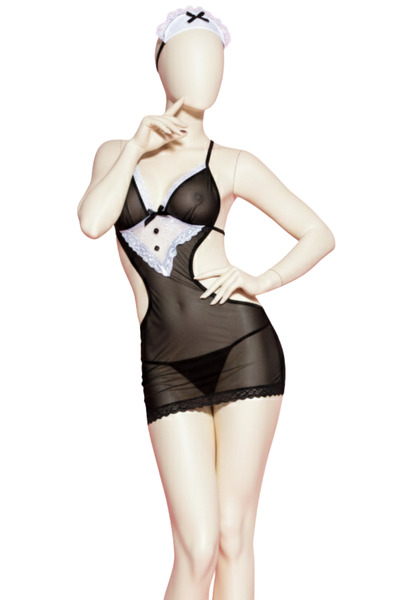 Lingerie and Fashion Style Women's lingerie set with a maid-inspired design