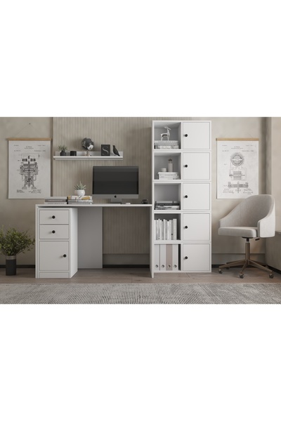 nettrends.net the new trend of shopping Lara Beyaz Çalışma Masası ve Kitaplık...