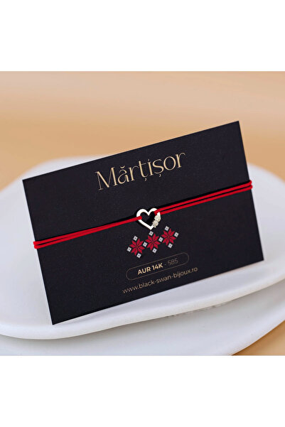 BLACK SWAN Bijoux Martisor bracelet with red string Heart and Little Girl in ...