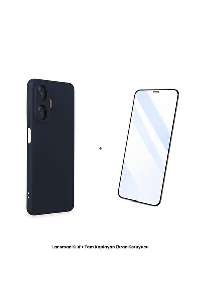 cepmoda حافظة Realme C55 + مجموعة واقي شاشة مضاد للكهرباء الساكنة - أزرق داكن