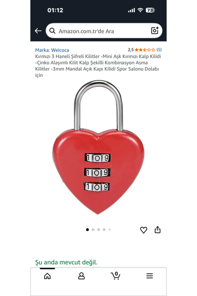 iğne izi Love Heart Combination Mini Padlock Safety Lock Children Girls Gift Red