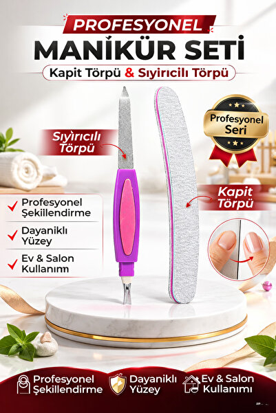 MAQYA KOZMETİK Sıyırıcılı Çift Taraflı Metal Törpü/İnce Kağıt Törpü Kalıcı Oj...