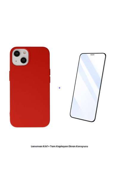 cepmoda حافظة آيفون 15 برو + مجموعة واقي شاشة مضاد للكهرباء الساكنة - أحمر