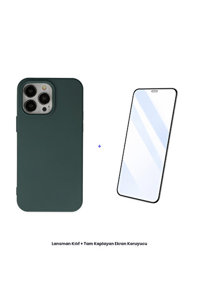 cepmoda حافظة آيفون 14 برو + مجموعة واقي شاشة مضاد للكهرباء الساكنة - أخضر داكن