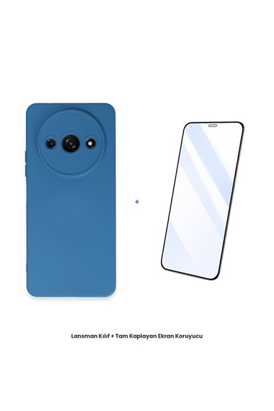 cepmoda حافظة Redmi A3 4G + مجموعة واقي شاشة مضاد للكهرباء الساكنة - أزرق