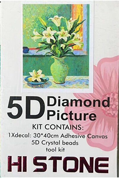 seymatabur 5D'li Elmas Boncuk Yapıştırma Taş İşleme Mozaik Goblen "vazo çiçek...