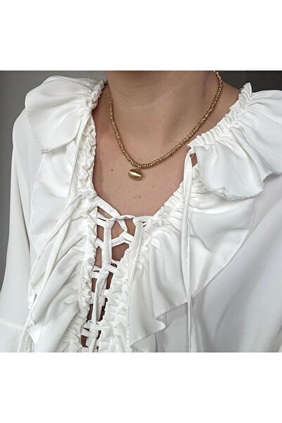 Alice İsstanbul Gold Matte Oval Necklace