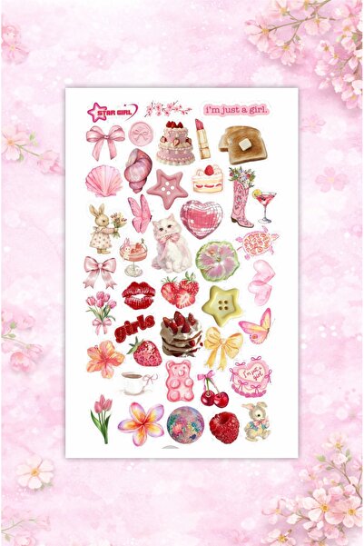 LABELOVE Star Girl 100+ Parça Sticker Set – Coquette & Pink Aesthetic Planner Sticker