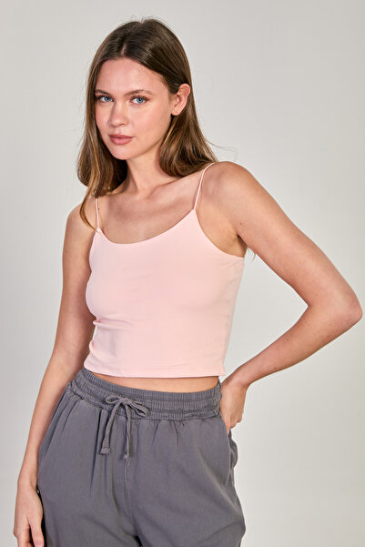 BARRELS AND OIL Women's Rope Strap Crop Tank Top - Pink