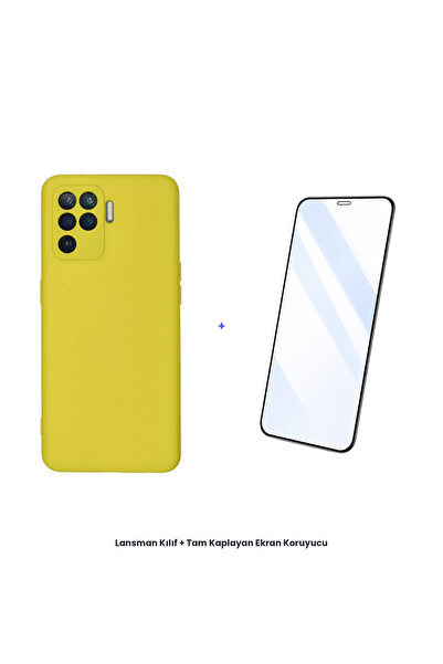 cepmoda حافظة أوبو رينو 5 لايت + مجموعة واقي شاشة مضاد للكهرباء الساكنة - أصفر