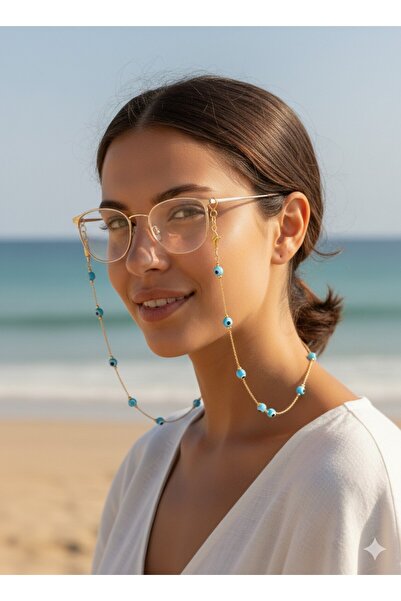 Ralp Moda Eyeglasses Chain with Evil Eye Beads