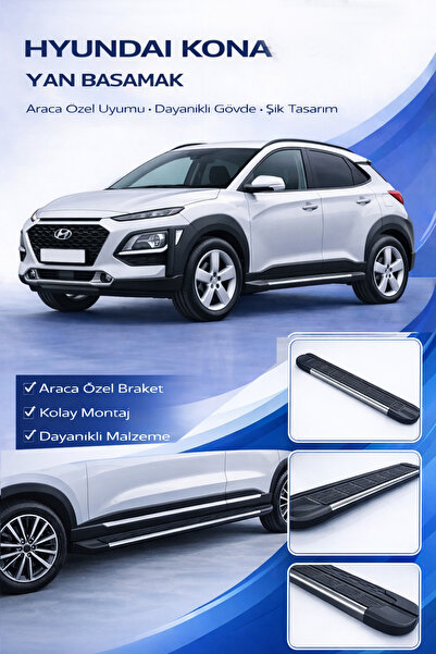 ACK Dizayn HYUNDAİ KONA 2018+ ARACA ÖZEL ÜRETİM YAN BASAMAK ALÜMİNYUM A+