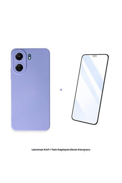 cepmoda حافظة Redmi 13C + مجموعة واقي شاشة مضاد للكهرباء الساكنة - أرجواني