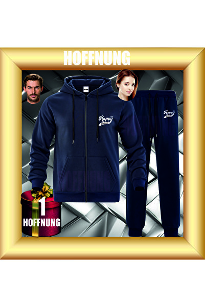 HOFFNUNG Unisex Casual Tracksuit Set Happy Outdoor Full Zip