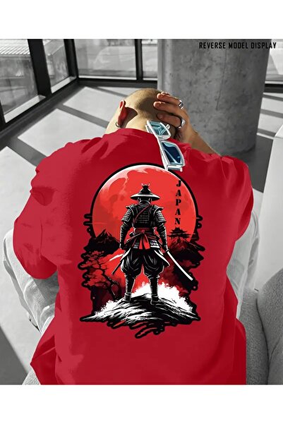 ORVIO Group T-Shirt with Samurai Print, Japanese Style, Cotton Fabric, Comfor...