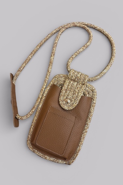 MaVaux Suport pentru telefon Arte din piele naturală și frânghie moale din pa...